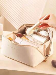 1 Stück PU-Leder Reise Make-up Tasche, großer wasserdichter Kosmetik Organizer mit hoher Kapazität, tragbare Handtasche für Hautpflege & Kosmetik, geeignet für Reisen, Universität, Strand, Schule, Badezimmer, Feiertage, Valentinstag, Muttertag, Weihnachten, Erntedankfest - Aprikosenfarben - Übersicht 11