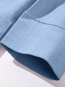 2026 Early Spring Curated Collection Lapel Neck Single Button Blazer For Dailywear Women's Notched Lapel Single-Breasted Minimalist Blazer Half Sleeve H-Line Jacket With Pockets Casual & Office Wear For Spring&Fall Transitional Season Style,Polished Relaxed Commute,Soft Elegant Mix-And-Match,Dual Office-Leisure Wear Short-Sleeve Blazer Silhouette,Textured Lightweight Fabric,Waist-Fitted Single-Button,Rolled-Sleeve Detail Light-Tone Layering,Basic-Item Compatibility,Soft Element Contrast (Blazer + Dress/Casual Wear) - 藍色 - 查看 5