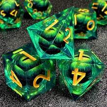 HAOMEJA Resin Dragon Eye Dice Set 7 Pcs Liquid Core Dice Role Playing Dice Apply To Dice Christmas Gift,Dice,Dice Tower - Multicolor - View 6