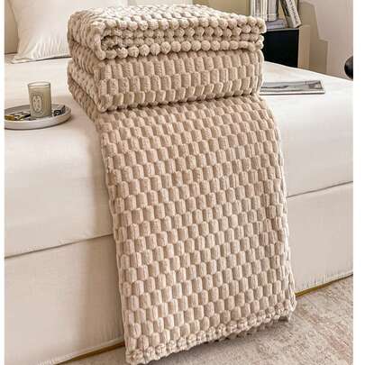 1 件纯色条纹格子柔软保暖羊毛毯，适用于卧室装饰，四季皆宜，礼物，舒适柔软的女士盖毯，可机洗，现代风格，多用途，质地柔软，圣诞节、万圣节羊毛毯礼物，露营毯，母亲节礼物，宽条纹仿毛皮法兰绒盖毯，休闲午睡毯，办公室小盖毯