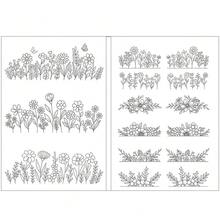 2 feuilles de stabilisateur hydrosoluble pour points de broderie, motifs de broderie stabilisateur hydrosoluble, papier à broder à coller et à coudre, lavable, motifs de fleurs, de fleurs, de marguerites, de papillons, de fleurs, de feuilles, de papillons, de champignons, de livres et de fleurs, idéal pour l'artisanat de couture à la main, fournitures d'artisanat de broderie, broderie lavable