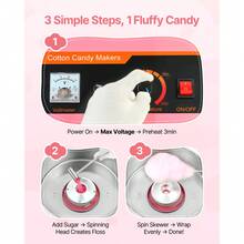 Cotton Candy Machine Commercial, 1000W Electric Candy Floss Maker, Easy Use With 15 Inch Stainless Steel Bowl And Sugar Scoop, Makes Hard Candy For Home Kids Birthday, Family Party, Pink - Pink Bevel - View 3