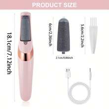1PC Electric Foot File, USB Rechargeable With 2-Speed Shift Wheel And LED Light, Professional Hard Beige Exfoliating Tool For Dry And Cracked Heels And Dead Skin