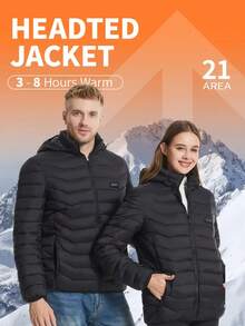 21 Zone Heating Jacket, Men & Women USB Heated Vest, Warm Clothing, Motorcycle Camping Winter Gear (Power Bank Not Included)