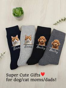 Custom Pet Photo Socks, Custom Socks With Photo Christmas Gifts Women Socks Personalized Pets Picture Socks Gift Custom Pets Lover Gifts For Men Socks, Personalized Pet Socks, Custom Dog Socks, Mothers Day Gifts, Cat/Dog Dad Gifts, Dog Face Socks, Pet Lovers Gift - Multicolor - View 2