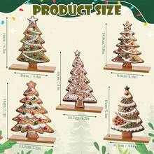 5Pcs Colorful Wooden Christmas Gingerbread Tree Ornament Set Creative Wood Christmas Tree Desktop Decoration - 彩色 - 查看 7