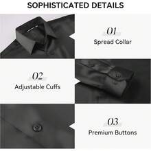 Mens Silk Satin Dress Shirts Shiny Long Sleeve Button Down Shirt Party Prom Wedding Shirthalloween - trắng - Xem 5