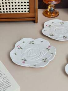1/2/4pcs Asymmetrical Floral Ceramic Plates, Korean Ins-Style Petal Rose Ceramic High-Quality Plates, Snack/Fruit/Halloween Candy/Christmas Dessert Plates, Suitable For Home, Party, And Gifts - Nhiều màu - Xem 10