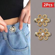 1/2/3/5 件裤腰收紧器，可调节腰带扣套装，用于牛仔裤的额外纽扣，使裤子、牛仔裤、袖子更紧的纽扣调节器（银色）可调节金属纽扣针，适用于牛仔裤和服装，时尚女孩配饰 - 彩色 - 查看 27