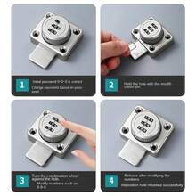 密码锁，易于安装的金属组合锁，适用于橱柜和抽屉 - 无需钥匙，无线，适用于单门应用 - 彩色 - 查看 9