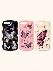 Bộ 3 ốp lưng điện thoại chống sốc hình bướm, viền lượn sóng 3D nổi bật, ốp lưng TPU thời trang, họa tiết lượn sóng sáng tạo và phong cách, bảo vệ toàn diện, chống rơi vỡ, có màu đen, be và hồng, tương thích với iPhone Air/17/17 Pro/17 Pro Max, tương thích với iPhone 13, các dòng điện thoại khác. - Nhiều màu - Xem 32