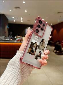 1个定制全家福设计/爱心元素拼贴/高清UV印刷/电镀边角防摔黑色镜头保护手机壳，满足客户的个性化需求！兼容苹果17 Air、1 Pro Max、11/12/13/14/15/16/PRO Max、A13/A14/A15/A53/A55/A54/A55/S23/S23 Ultra/S24 Ultra/S24/三星、Galaxy等机型，可作为周年纪念日、节日礼物和日常使用，可爱手机壳。 - 粉色 - 查看 6