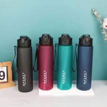 1pc, 25oz Leak-Proof Portable Sports Bottle, With Timestamp, 750ml Plastic Material Cup, Two Options: Straw And Direct Drinking Spout. Suitable Sports And Fitness, Camping, School, Etc. Keep Your Cup Full At Any. As A, Valentine'S Day, Labor Day, Teachers' Day. - 綠色--750毫升 - 查看 3