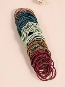 100 dây buộc tóc co giãn chống hư tổn, dây thun nhiều màu sắc, phụ kiện tóc, phù hợp cho tóc dày và mỏng, phụ kiện tóc cho bé gái - Nhiều màu - Xem 11