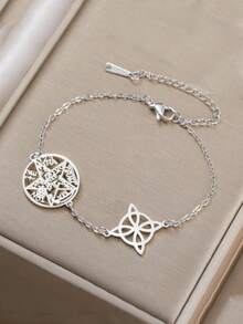 TEAMER 1 件不锈钢神秘女巫结空心星手链，男女通用简约优雅珠宝礼物，适合送给家人和朋友 - 時尚系列 - 查看 5