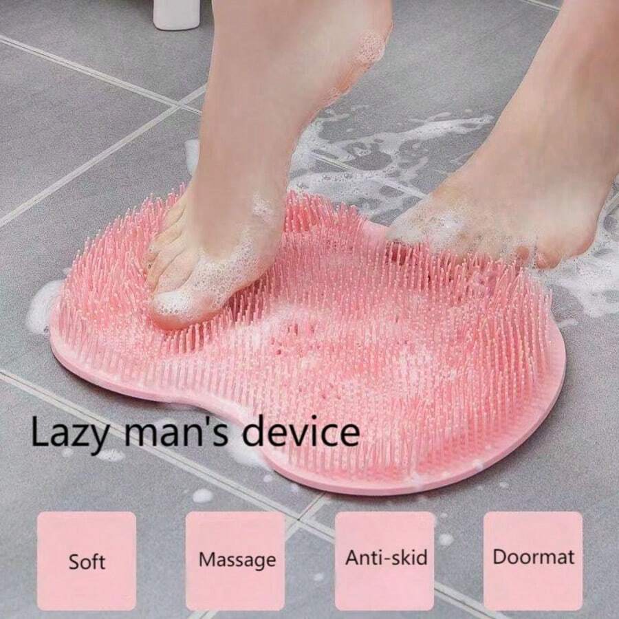 1 pieza Alfombra exfoliante para los pies tipo slouchy, fregador de pies y espalda antideslizante para el baño, alfombra de ducha multifuncional - Ver 1