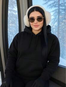 Sudadera de felpa gruesa unisex para dama y caballero talla desde la chica a extra grande - Negro - Ver 1