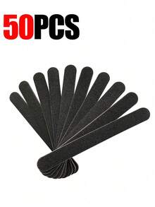 50 件装专业双面指甲锉 100/180 号指甲锉 砂纸板 黑色美甲修脚工具和指甲缓冲锉 - 黑色 - 查看 10