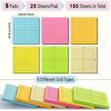 6 blocuri de notițe cu 150 de coli, grilă cu axe de coordonate, notițe autoadezive colorate, împărțite în N ori, autocolante pentru notițe de recenzie pentru studenți, autocolante fluorescente pentru evidențiator