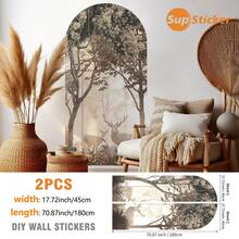1 Roll 2pcs PVC Material 17.72X70.87inch Modern Minimalist Style Arched Wall Decals, Self-Adhesive Removable Wallpaper, Thick Wear-Resistant Wall Stickers, Suitable For Bedroom Headboard, Entryway, Living Room Backdrop, Furniture Side, For Home Decor, Space Renovation And Renewal Wall Paper Wall Decor Room Decor Wallpaper Peel And Stick
