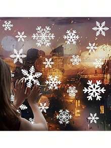 1 Set Of Snowflake Window Clings (114 Pieces) Set - Static Without Power Source, Suitable For Christmas And Winter Door Room Decor Bedroom Decor Kitchen Decor Wall Sticker Wall Decor Stickers - Multicolor - View 2