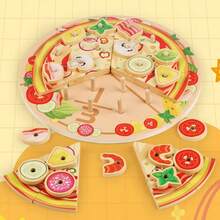 Children's Simulation Multi-Layer Pizza Playing House, Seafood, Fruit And Vegetable Pizza Role-Playing Kitchen Toys For Men And Women, Wooden Simulation Playing House, Parent-Child Pizza Toys, Simulation Vegetables, Mushrooms, Pizza, Cutting Joy Kitchen Cooking, Playing House Interactive Toys