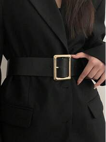 1pc Women's Coffee Color PU Material High-Quality Waist Belt Dress