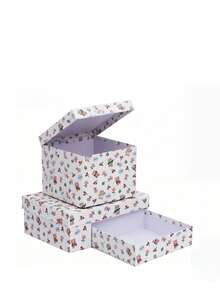 Juego de 3 cajas de regalo de embalaje con patrón premium, cajas de regalo de recuerdo, cajas de regalo de cumpleaños, cajas con tapa y fondo estilo Ins, pequeñas/medianas/grandes