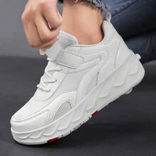 Detachable 4-Wheel Roller Skates For All Seasons Indoor/Outdoor, Suitable For Boys And Girls Beginners, Training And Casual Wear - Fashionable PU Upper Design - Suitable For All-Weather Use - Easy To Put On And Take Off, Roller Skating Shoes - White - View 10