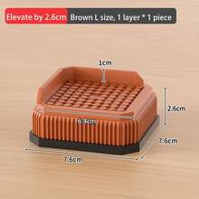 Elevadores de muebles cuadrados de altura ajustable: alta carga, triple antideslizante, ideales para protección de patas de sofá, mesa y silla - Marrón S 1 pieza - Ver 2
