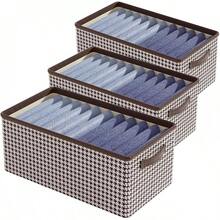 Juego de 3 Caja de Almacenamiento con Asa,Organizador de Ropa Plegable,Cajas Organizadoras,Cajas de Almacenaje para Clósets,para Ropa,Libros,Juguetes - Amarillo-marrón(3PCS) - Ver 10