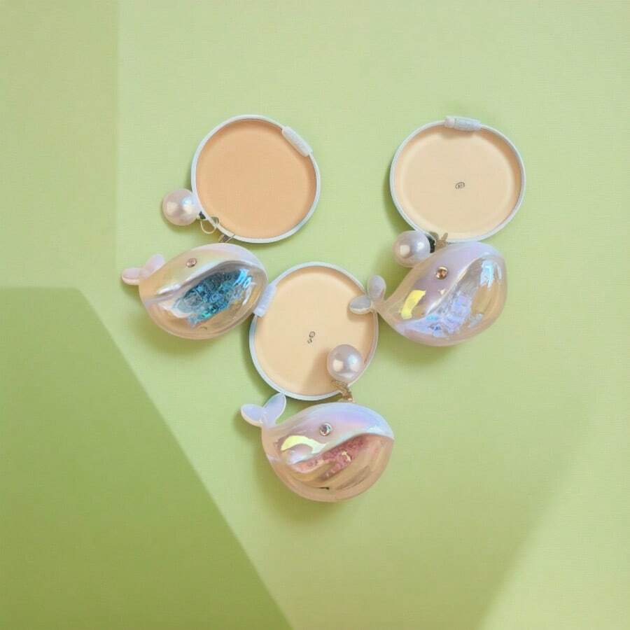 1pc Cute Zinc Alloy Dolphin & Pearl Whale Keychain, Fashion Ornament, Gift For Couple & Aquarium, Suitable For All Seasons