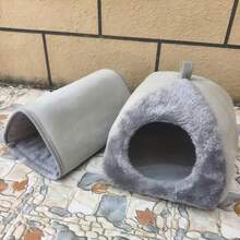 Guinea Pig Hideout, Washable Rabbit Bed With Guinea Pig Tunnel, 2 Packs Guinea Pigs Toys Set Bunny Hideout Cage Accessories For Hamster Ferret Rabbits Bunny, Grey