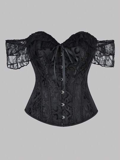 Geri Kravat Grafik Sade Kadın Shapewear Camiş