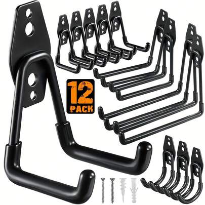 12pcs Garage Hooks Heavy Duty Wall Mount Hooks For Hanging Bike Ladder Garden Tools