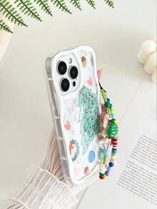 奶油色纹理透明树形图案彩绘吊坠防震手机壳，兼容 Galaxy S24、A04、A12、A13、A14、A23、A24、A32、A33、A51、A52、A53、A54、A72、S20 FE，兼容9系列，兼容9A系列 - 彩色 - 查看 4