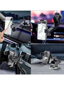 Soporte para teléfono móvil con rotación de 360°, plegable telescópico, antivibración y ultraestable, soporte universal para escritorio y coche. - Negro - Ver 4