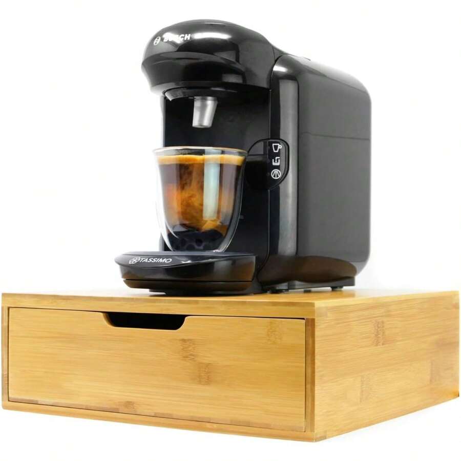 Bamboo 64-Capsule Drawer | Coffee Machine Stand | Capsule Drawer Dispenser - Default - View 1