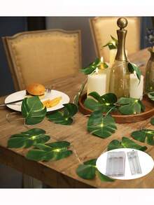 1 pieza 2 M 10 Luces Decorativas de Hojas de Palma Tropical LED Luz de Fiesta de Playa Luz de Simulación de Caparazón de Tortuga Cuerda de Luces Decorativas de Verano Elegante para Sala de Estar, Dormitorio, Balcón, Patios, Comunidades al Aire Libre, Parques, Atracciones Culturales y Turísticas, Jardines Municipales, Villas, Plazas Comerciales, Fiestas, Halloween, Festivales, Reuniones con Tema Forestal (Sin Batería)