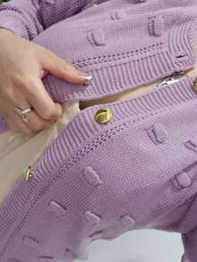 Winter Coat Knitted Cold Weather Blouse Cardigan Style Casual Party Knitwear Women's Clothing - 中紫紅色 - 查看 3