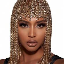 1pc Punk Style Tassel Hair Chain, Rhinestone Decor Hair Accessory