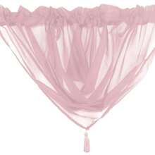 Plain Tasseled Voile Swags All Colours - Net Curtains Voile Swag Valance Pelmet - Baby Pink - View 1