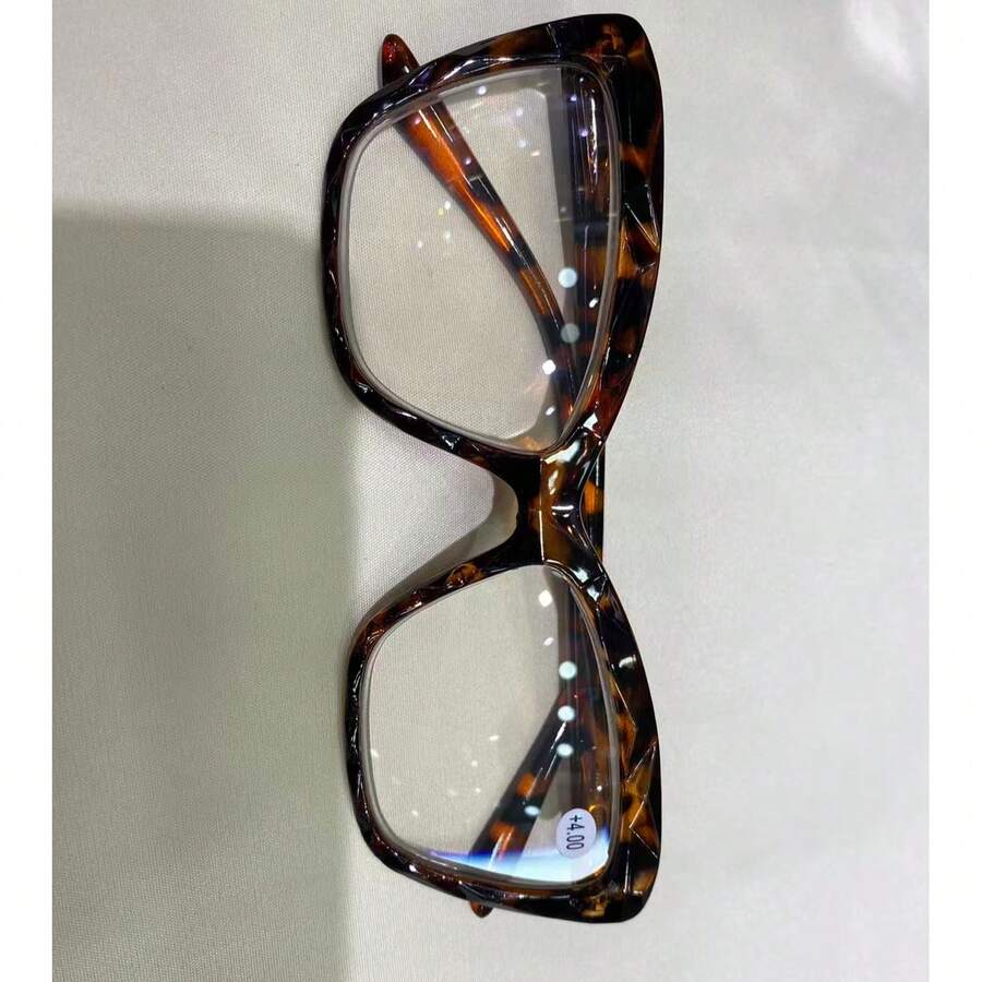 Women's Square Diamond Cat Eye Glasses For Near Reading 3D - tartaruga - 查看 1