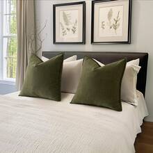 1 chiếc (Không bao gồm ruột gối) Vỏ gối trang trí viền họa tiết xương cá, Vỏ gối trang trí viền nhung mềm mại sang trọng hiện đại, Thích hợp cho ghế sofa, giường, phòng ngủ, văn phòng, khách sạn, trang trí, mọi mùa - Màu xanh ô liu đậm - Xem 6