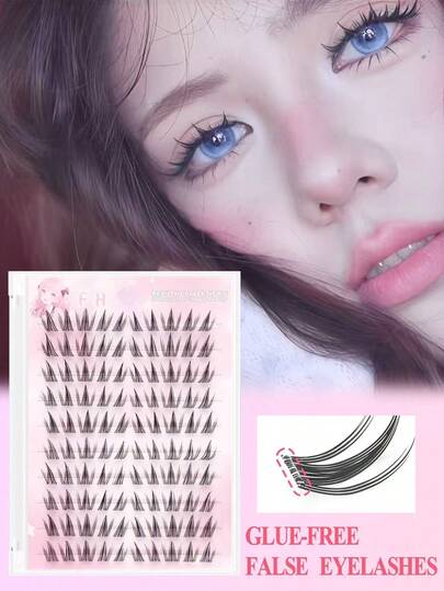 100 piezas/Set de pestañas postizas de girasol de dibujos animados, 10 filas de pestañas naturales y gruesas, kit de extensión de pestañas flácidas, Halloween