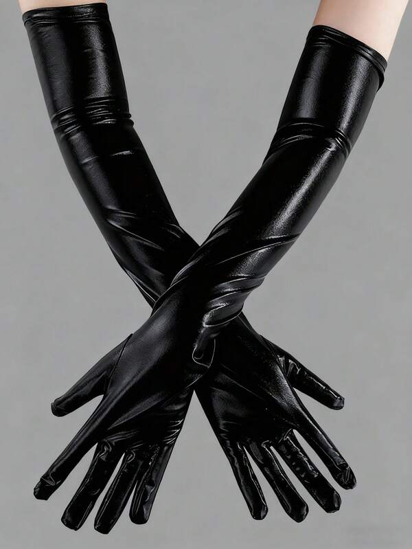 Accesorios de lencería sexy 1 pieza, un par de moldeados naturales de una sola vez, guantes largos de 60 cm de largo de estilo Kigurumi malasio negro, adecuados para vestidos de fiesta Zentai de hombre a mujer