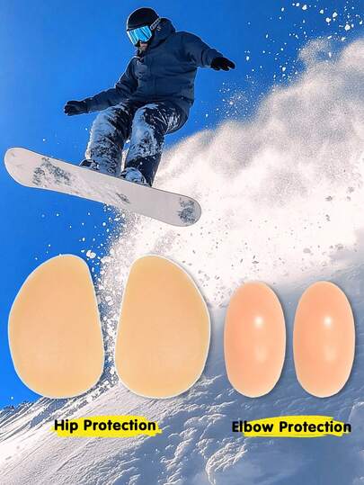 2/4 Pcs Silicone Plastic Pads, Protective Pads, Self-Adhesive To Prevent Bumps And Shape, For Skiing And Other Sports, Hip And Elbow Protective Lining Set, Portable Storage Bag