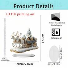 1 Stück neue Weihnachts-Heimdekoration Tischaufsteller. Dieser 2D Acryl Weihnachtsbaum Karussell-Ständer ist perfekt zum Verschenken, für die Heimdekoration und als Neujahrsgeschenk. Er eignet sich hervorragend für Wohnzimmer und andere Räume. Er beinhaltet auch Weihnachtsmann, Elch und Schlitten Ornamente sowie Weihnachtsbaum Dekorationen.