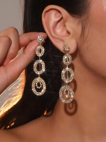 華麗性感夜店水晶懸空耳環釘狀首飾適合女士1對