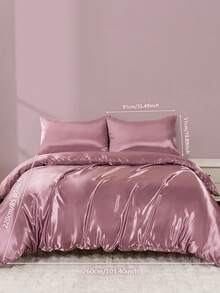 3 件套缎面纯色床上用品套装，丝滑柔软涤纶缎纹羽绒被套套装，包括：1 个羽绒被套（带 4 个角带和拉链）、2 个枕套（无被子/枕芯），适用于卧室、旅行、宿舍（男孩/女孩）